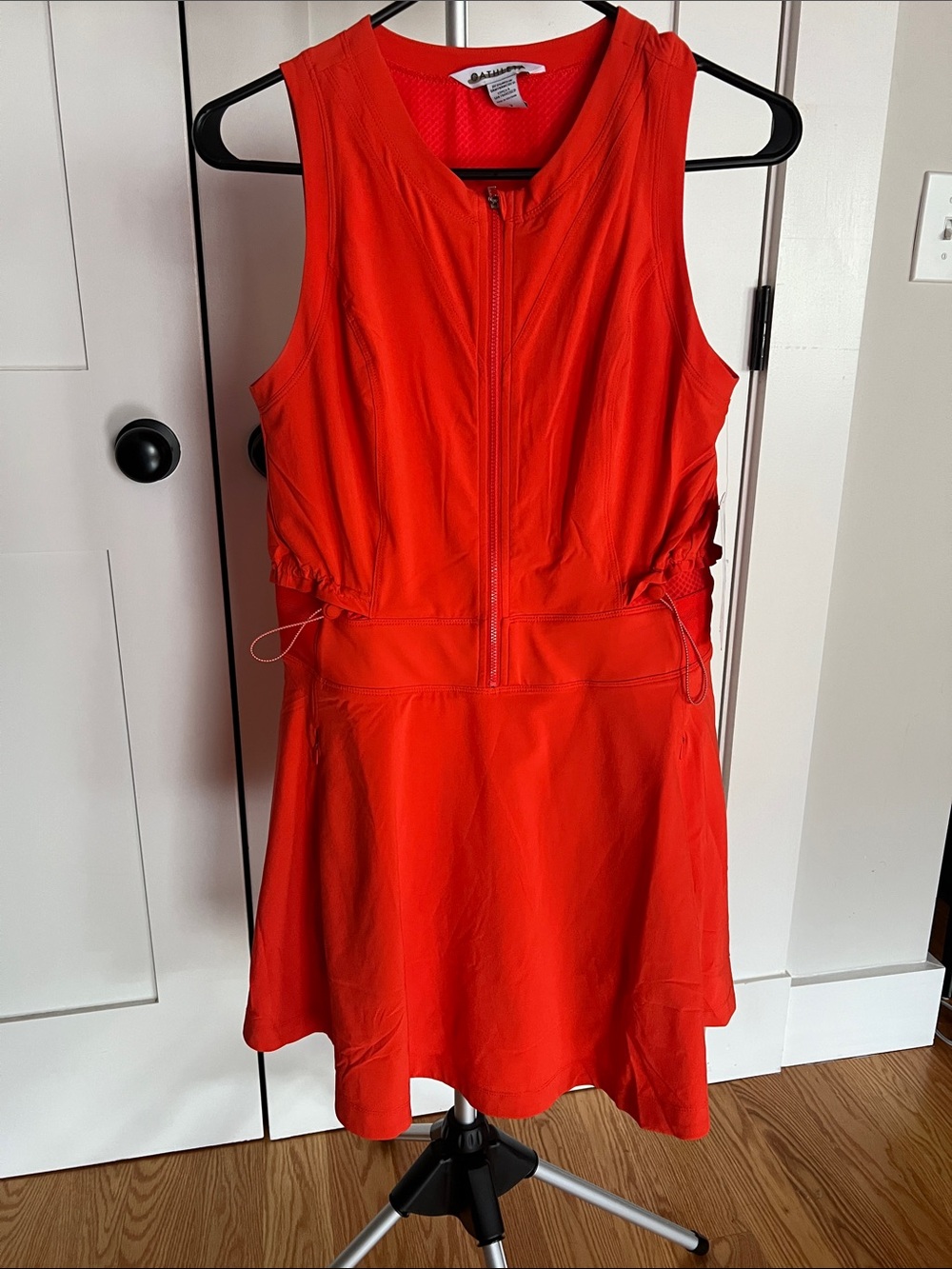 Athleta Bright Red Zip-Front Midi Dress
